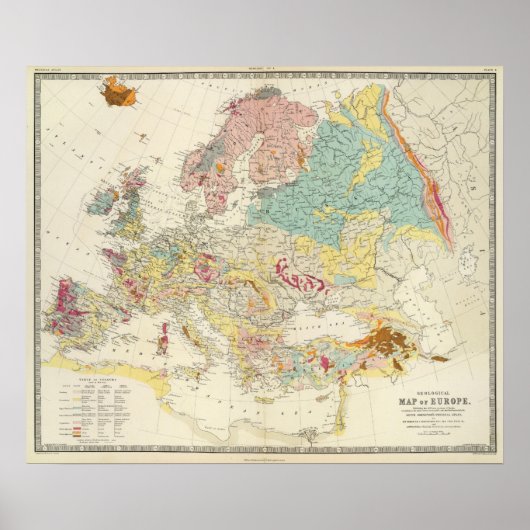 Poster Carte géologique Europe (Devant)