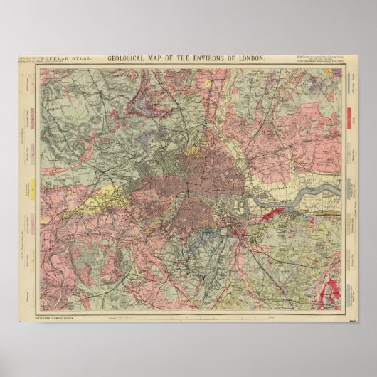 Poster Carte géologique Londres (Devant)