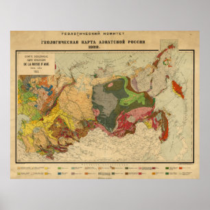 Poster Carte géologique vintage de la Russie (1922)