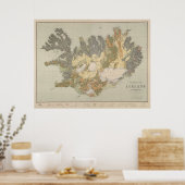Poster Carte géologique vintage de l'Islande (1901) (Cuisine)