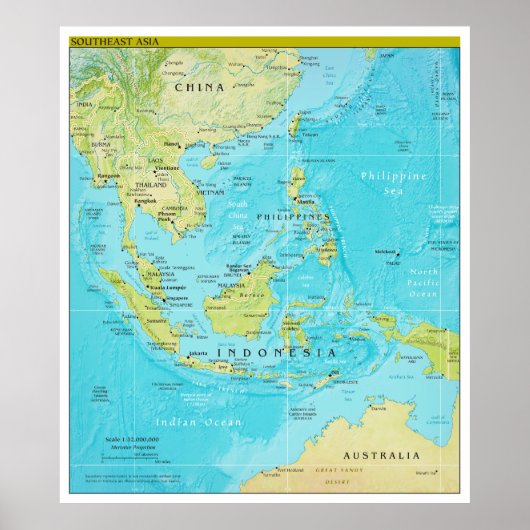 Poster Carte géopolitique régionale de l'Asie du Sud-Est (Devant)