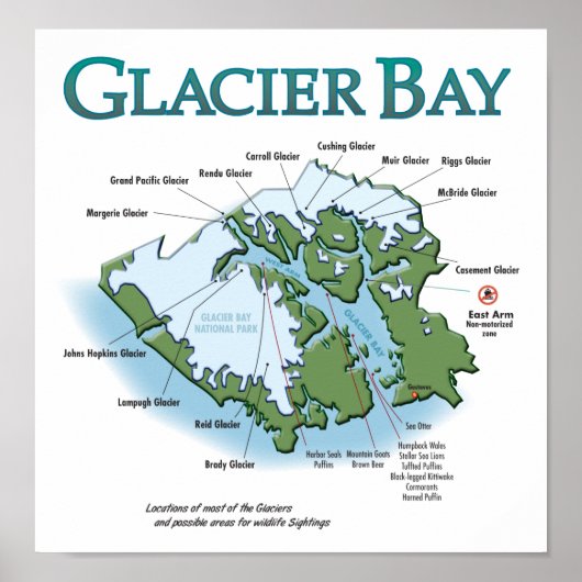 Poster Carte Glacier Bay Imprimer (Devant)