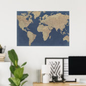 Poster Carte Gold et Blue World (Bureau à domicile)