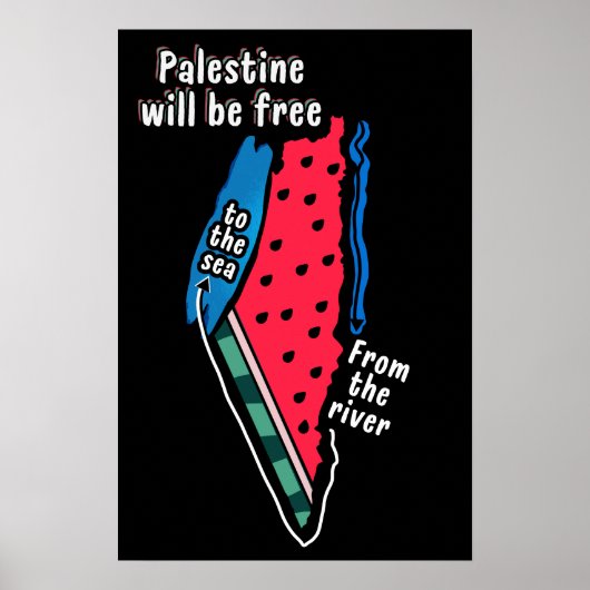 Poster carte graphique de la pastèque palestine colorée (Devant)