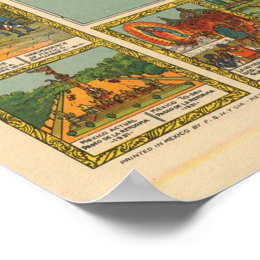 Poster Carte graphique du Mexique (Coin)