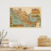 Poster Carte graphique du Mexique (Cuisine)