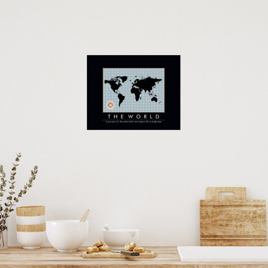 Poster carte graphique du monde (Cuisine)