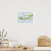 Poster Carte graphique nautique des îles Vierges américai (Cuisine)