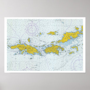 Poster Carte graphique nautique des îles Vierges américai