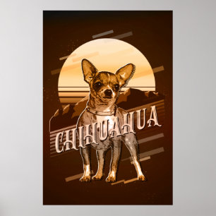 Poster Carte graphique rétro Chihuahua Gold ID754
