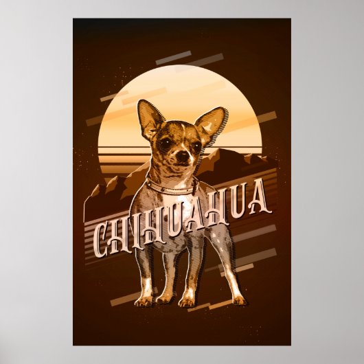 Poster Carte graphique rétro Chihuahua Gold ID754 (Devant)