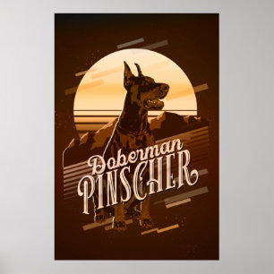 Poster Carte graphique rétrospective Doberman Gold ID754