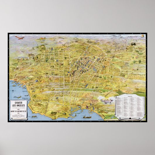 Poster Carte graphique vintage Los Angeles - 1932 (Devant)