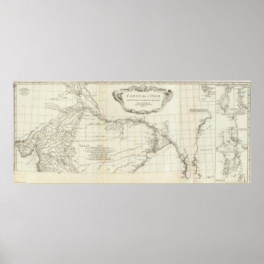 Poster Carte gravée d'Asie du Sud (Devant)