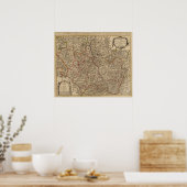 Poster Carte gravée de France (Cuisine)