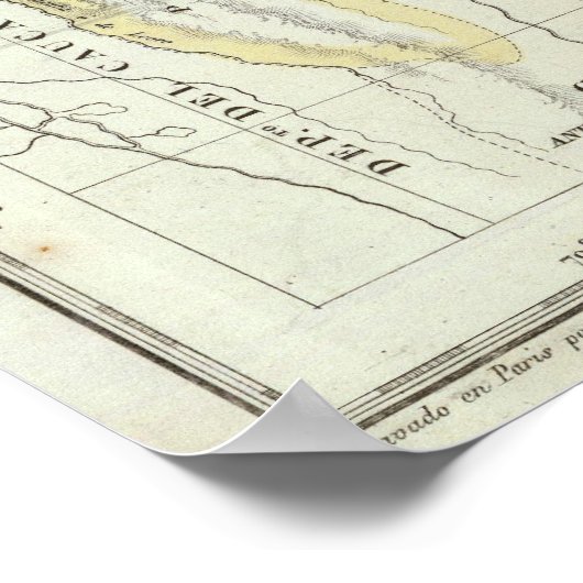 Poster Carte gravée de la Colombie (Coin)