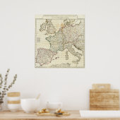 Poster Carte gravée de l'Europe (Cuisine)