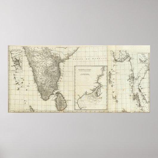 Poster Carte gravée de l'Inde (Devant)