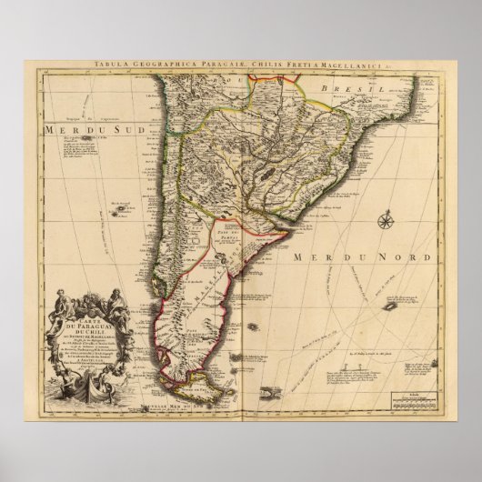 Poster Carte gravée sud-américaine (Devant)