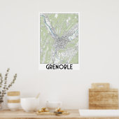 Poster Carte Grenoble France (Cuisine)