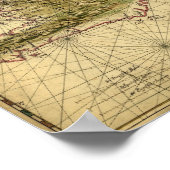 Poster Carte historique 1639 d'Hispaniola - Joan Vinckebo (Coin)