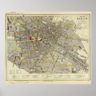 Poster Carte historique de Berlin 1883 – Letts Popular At