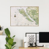 Poster Carte historique de la Californie comme île (Bureau à domicile)