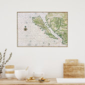 Poster Carte historique de la Californie comme île (Cuisine)