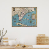 Poster Carte historique de la Floride (1591) (Cuisine)