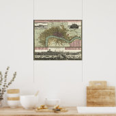 Poster Carte historique de Londres, Angleterre (1740) (Cuisine)
