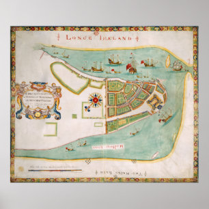 Poster Carte historique de New York (1664)