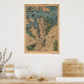 Poster Carte historique de Sydney Australie 1922 (Cuisine)
