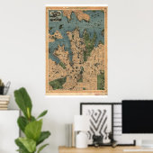 Poster Carte historique de Sydney Australie 1922 (Bureau à domicile)