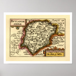Poster Carte historique du comté de Rutland (Rutlandshire