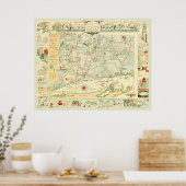 Poster Carte historique du Connecticut de 1926 (Cuisine)