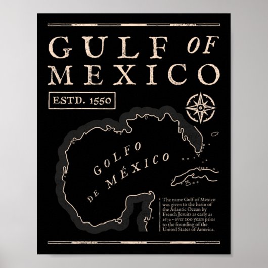 Poster Carte historique du golfe du Mexique de 1672 (Devant)