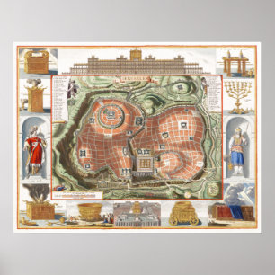 Poster Carte historique du mont du Temple de Jérusalem