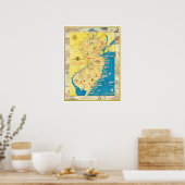 Poster Carte historique du New Jersey (Cuisine)
