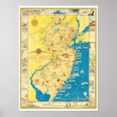 Poster Carte historique du New Jersey (Devant)