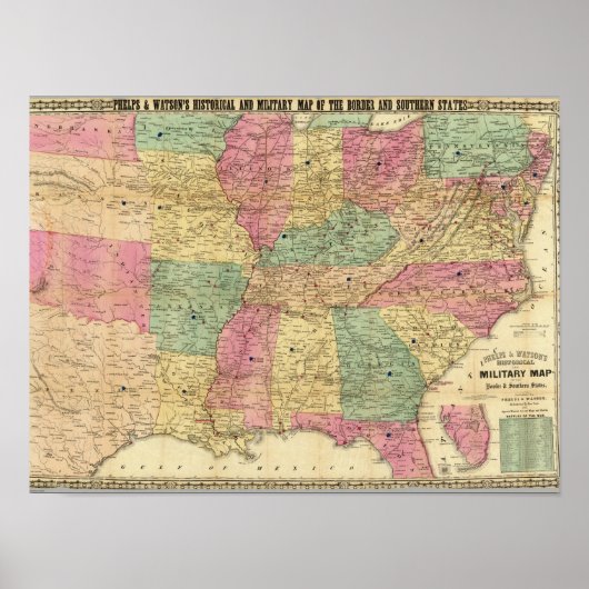 Poster Carte historique et militaire des États-Unis (Devant)