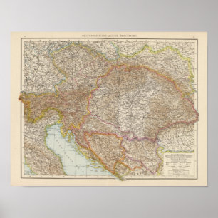 Poster Carte hongroise d'empire de l'Autriche