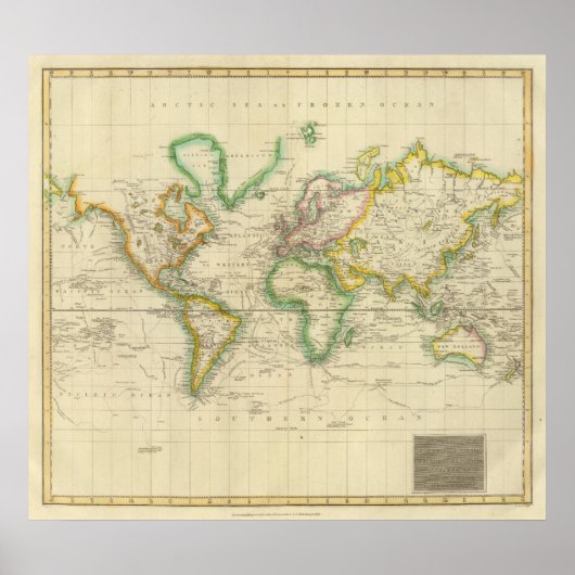 Poster Carte hydrographique du monde (Devant)