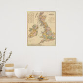 Poster Carte hydrographique, Îles britanniques (Cuisine)