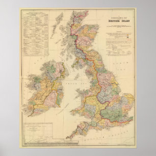 Poster Carte hydrographique, Îles britanniques