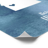 Poster Carte Idaho Aquarelle bleue Imprimer (Coin)