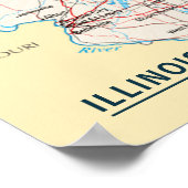 Poster Carte Illinois Destination Voyage pour la maison o (Coin)