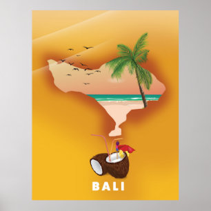Poster Carte illustrée de Bali