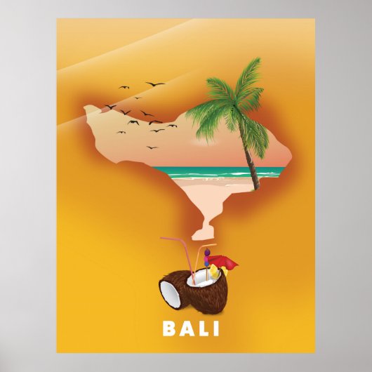 Poster Carte illustrée de Bali (Devant)