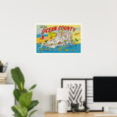 Poster Carte illustrée de Jersey Shore (Bureau à domicile)