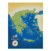 Poster Carte Illustrée De La Grèce. (Devant)